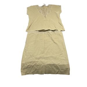 Spitalnick & Co. Set Women's Size 8/10 Sleeveless Top & Skirt Tan Linen Blend
